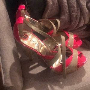 Guess hot pink strap dress sandle